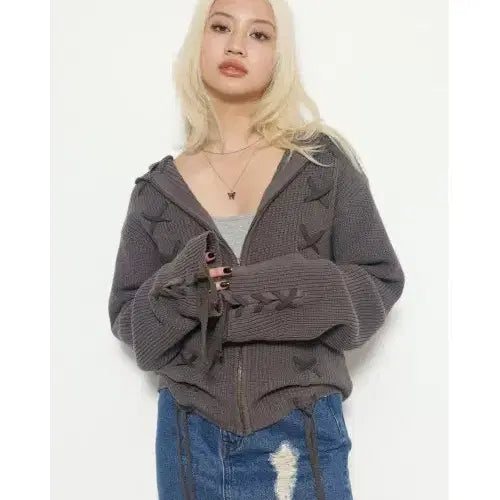 [BUNJANG] LAGUA GEM Lace-up Cardigan / LAGUA GEM 레이스업 가디건 y2k