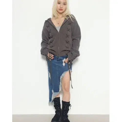 [BUNJANG] LAGUA GEM Lace-up Cardigan / LAGUA GEM 레이스업 가디건 y2k