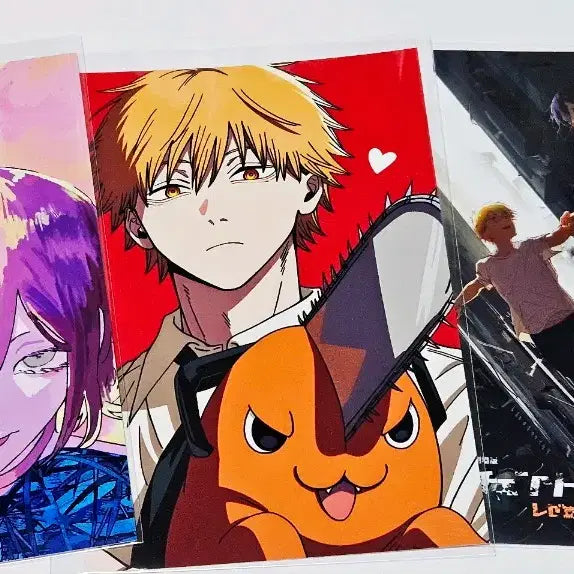 [BUNJANG] Chainsaw Man Denji Acrylic Block + Pochita Postcard / 체인소맨 레제편 극장판 일본 베이스야드 팝업 덴지 아크릴 블록+포치타엽서