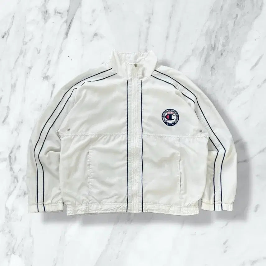 [BUNJANG] Champion Old School Ivory Windbreaker Jacket / 챔피온 올드스쿨 아이보리 바람막이 자켓