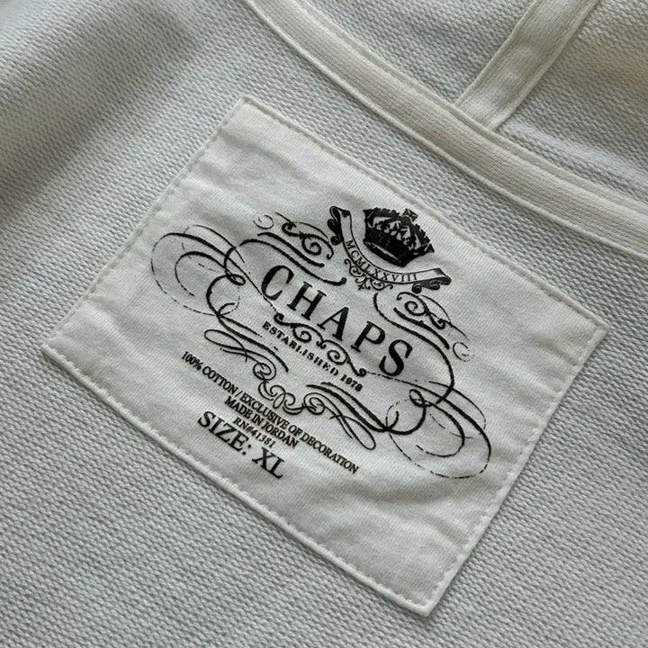 [BUNJANG] Chaps Embroidered Logo Beige Hoodie Zip-up / 챕스 자수로고 베이지 후드집업