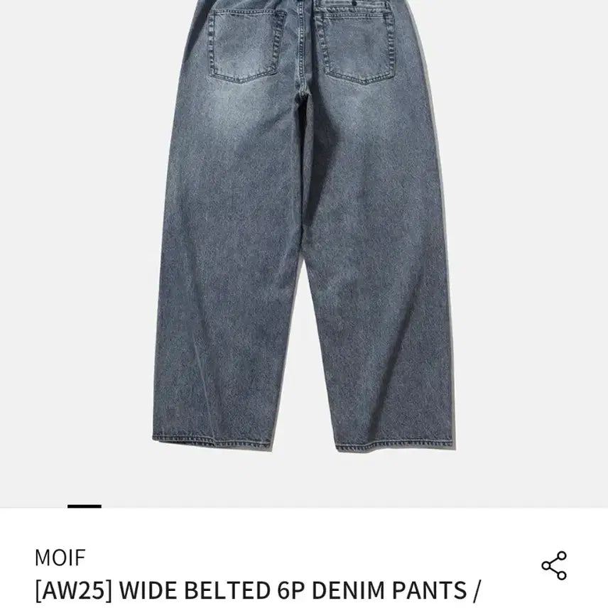 [BUNJANG] MOYIF Wide Belted 6p Denim Pants Medium Indigo / [AW25] 모이프 와이드 벨티드 6p 데님 팬츠 미디엄 인디고 팝니다.