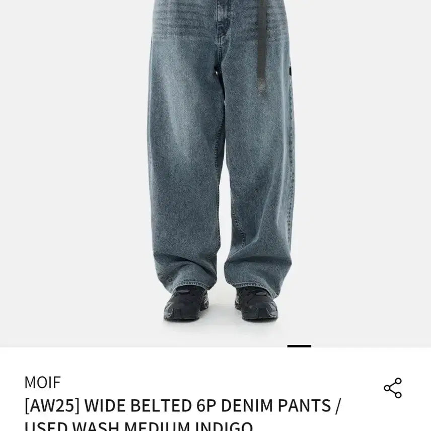 [BUNJANG] MOYIF Wide Belted 6p Denim Pants Medium Indigo / [AW25] 모이프 와이드 벨티드 6p 데님 팬츠 미디엄 인디고 팝니다.