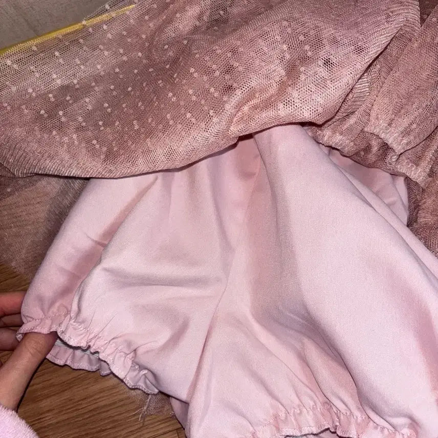 [BUNJANG] Pink Lace Ruffle Skirt / 갸루 도트 핑크레이스 샤스커트 캉캉 프릴치마