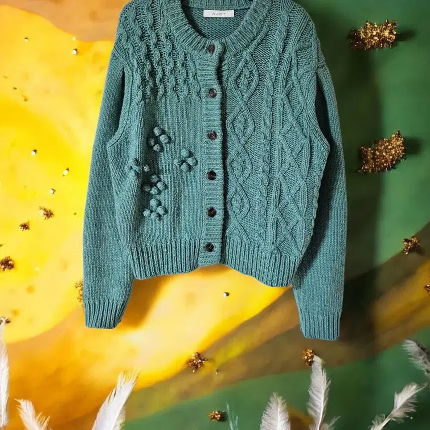 [BUNJANG] JJ JIGOTT Cable Knit Cardigan / 봄준비 | JJ지고트 민트 니트 가디건 FREE 상태A | 빠른발송