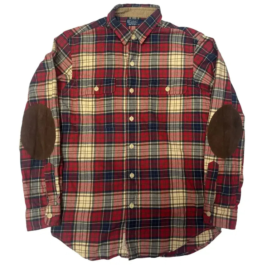 [BUNJANG] Polo Ralph Lauren Elbow Leather Patch Western Check Shirt / 폴로 랄프로렌 엘보우 레더패치 웨스턴체크셔츠 M