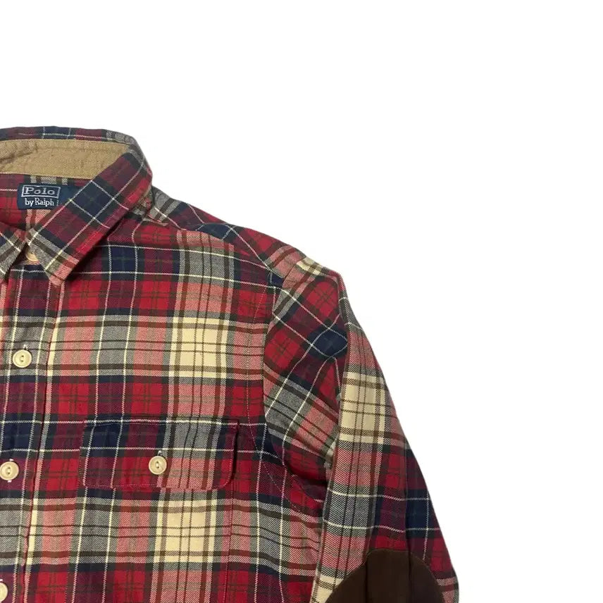 [BUNJANG] Polo Ralph Lauren Elbow Leather Patch Western Check Shirt / 폴로 랄프로렌 엘보우 레더패치 웨스턴체크셔츠 M