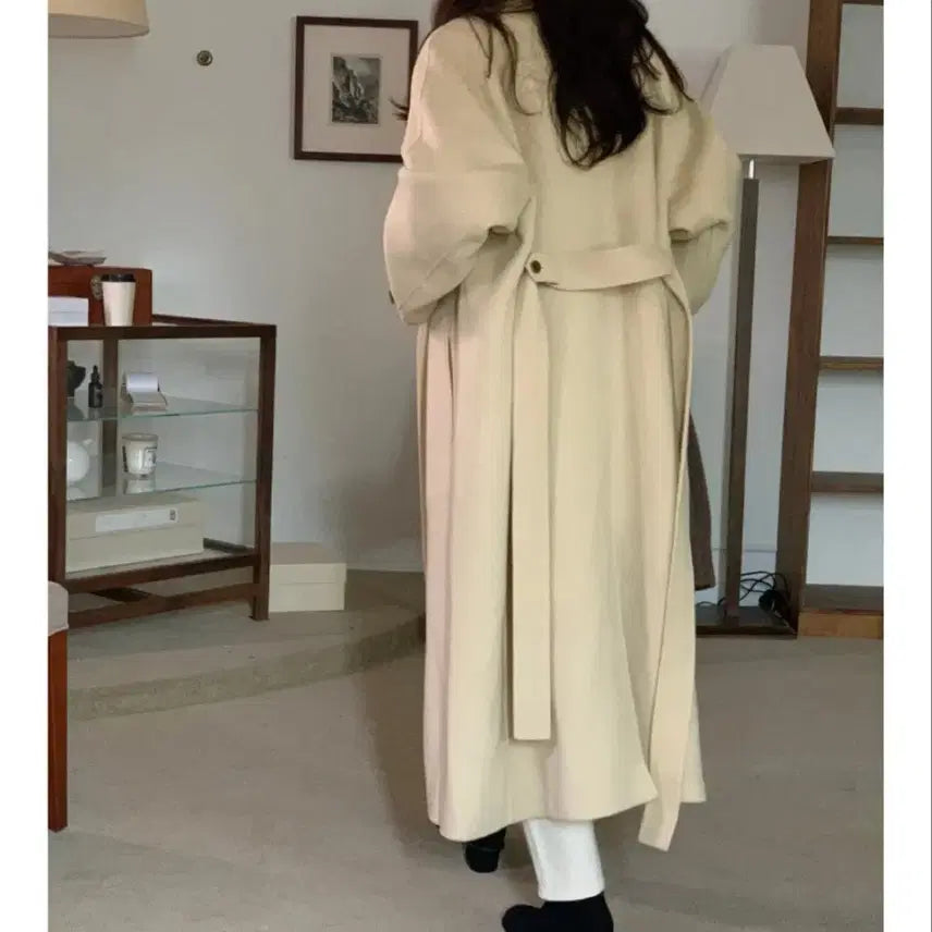 [BUNJANG] Handmade Butter Yellow Wool Long Coat / 핸드메이드 버터옐로우 울 롱코트(새상품)