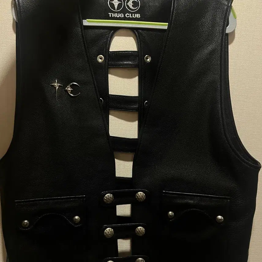 [BUNJANG] Thug Club Goat Skin Leather Vest / 새상품) 떠그클럽 레더조끼 3사|Goat skin Leather Vest