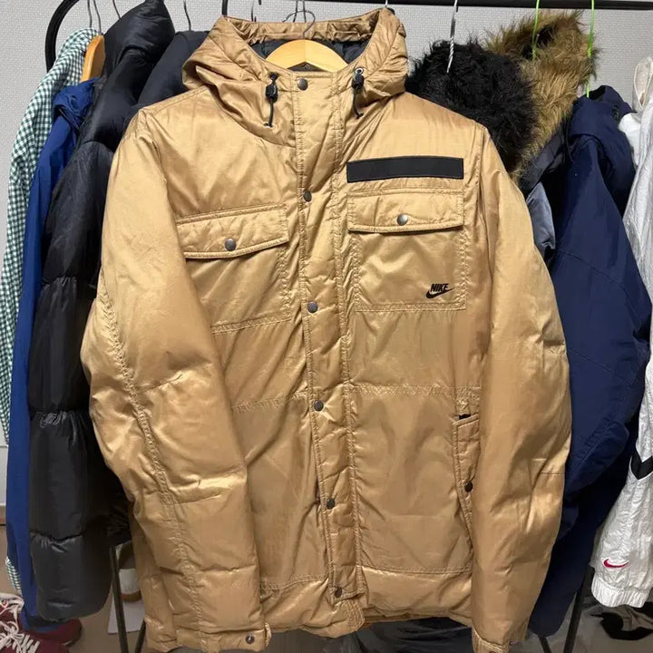 [BUNJANG] Nike Men's Goose Down Hooded Padded Jacket / 나이키 남성 후드 구스다운 패딩 M 베이지