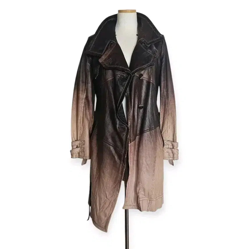 [BUNJANG] Tankers Gradiation Lambskin Long Jacket / 탱커스 양가죽 그라데이션 롱재킷