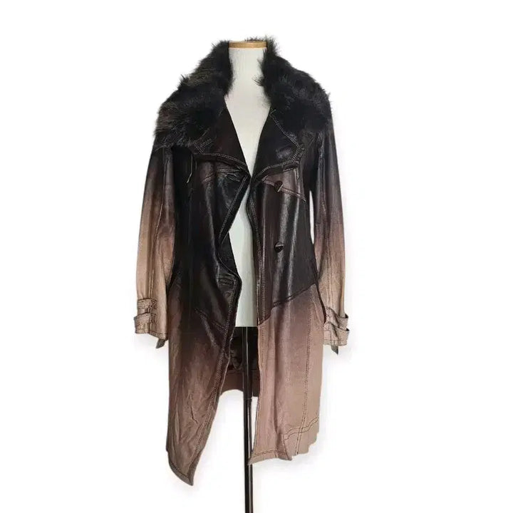 [BUNJANG] Tankers Gradiation Lambskin Long Jacket / 탱커스 양가죽 그라데이션 롱재킷