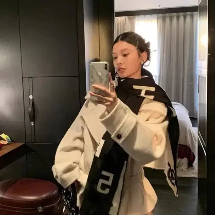 [BUNJANG] Belted Raglan Half Coat - Ivory / 벨티드 래글런 하프 코트 아이보리