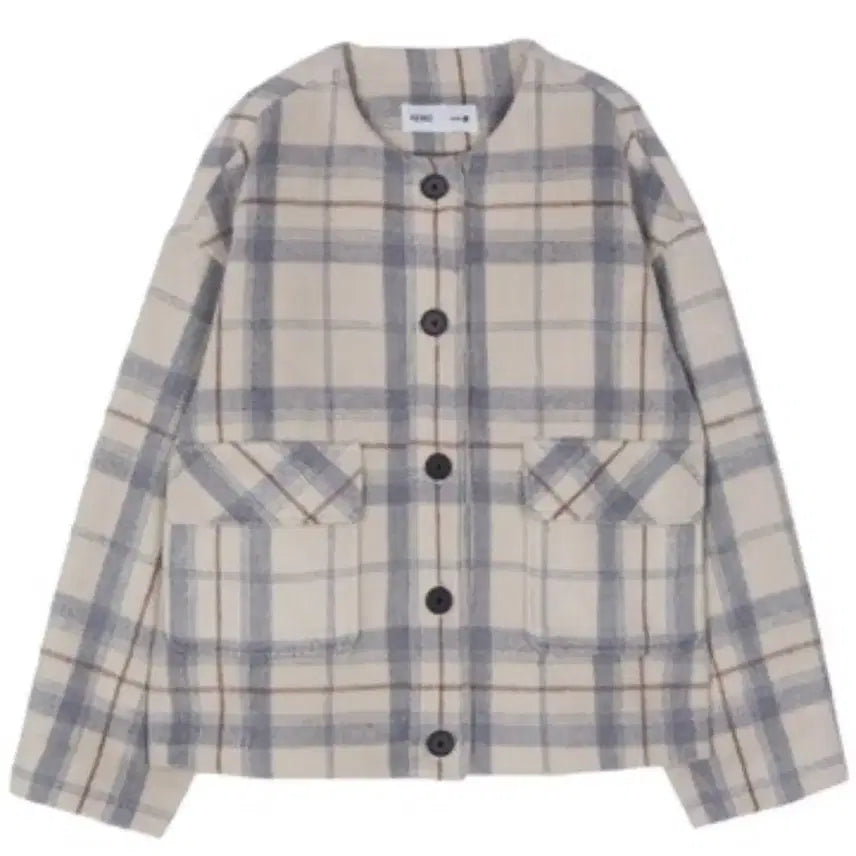 [BUNJANG] MIXXO Checkered Round Neck Flap Pocket Jacket / 미쏘 체크 라운드넥 플랩포켓 자켓 s