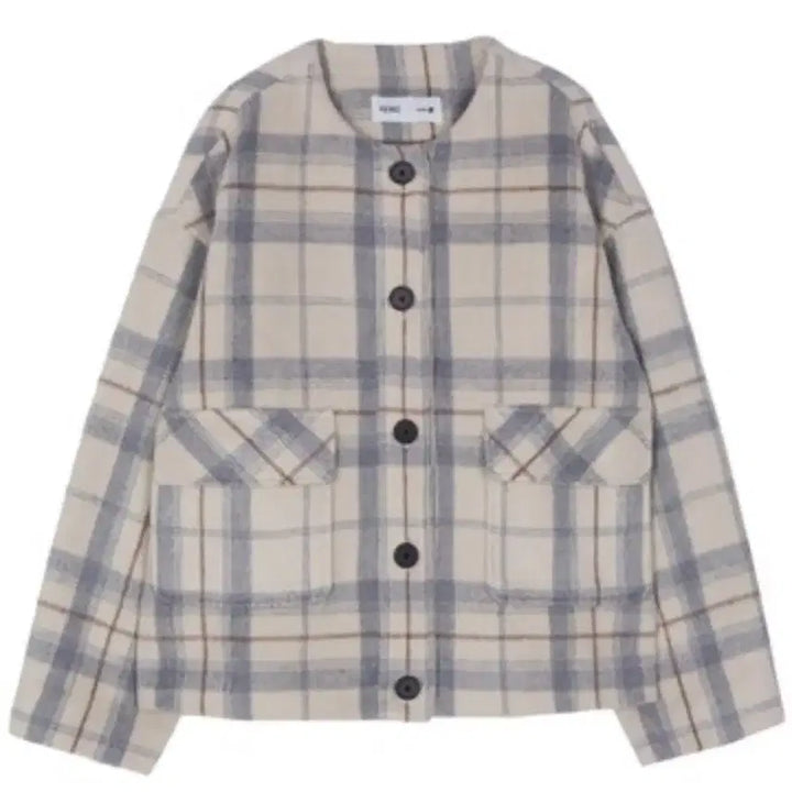[BUNJANG] MIXXO Checkered Round Neck Flap Pocket Jacket / 미쏘 체크 라운드넥 플랩포켓 자켓 s