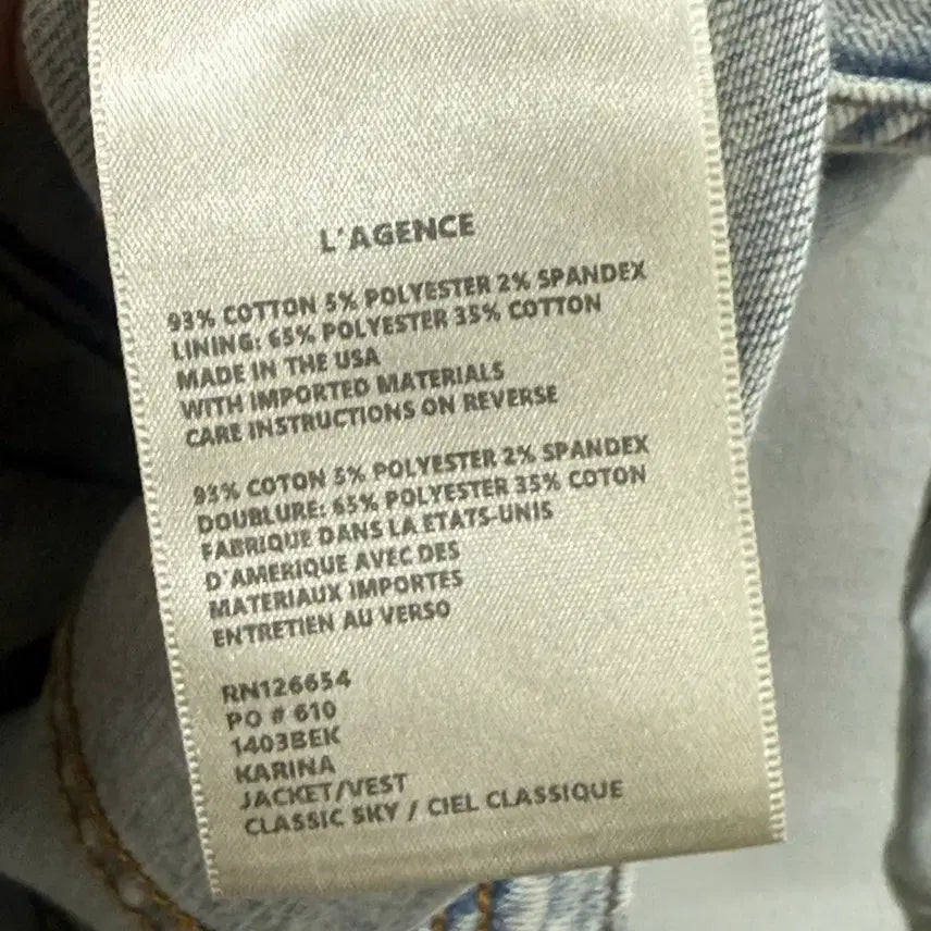 [BUNJANG] L'Agence USA Acid Wash Denim Jacket / L'Agence 라장스 USA 오버사이즈 데님 진 애시드 워시드 자켓 X