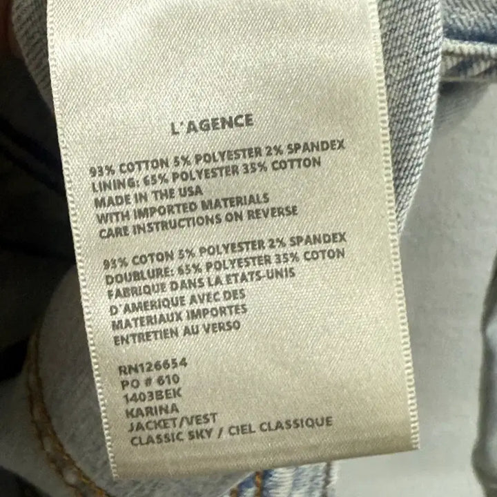 [BUNJANG] L'Agence USA Acid Wash Denim Jacket / L'Agence 라장스 USA 오버사이즈 데님 진 애시드 워시드 자켓 X