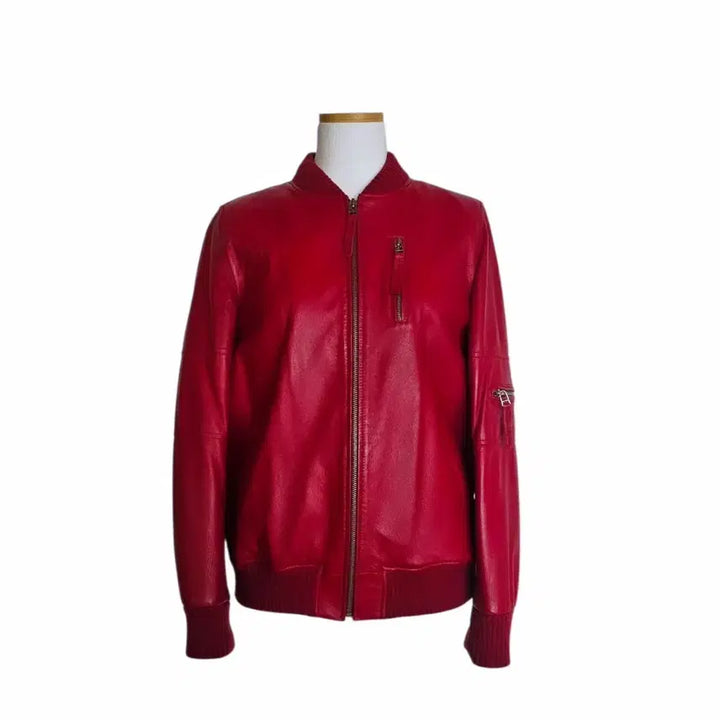 [BUNJANG] Steve J Yoni P Red Lambskin Leather Jacket / 스티브요니 레드 양가죽 자켓