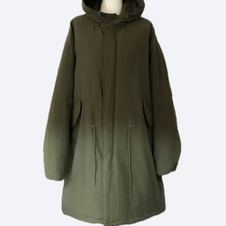 [BUNJANG] Khaki Hooded Parka Long Down Jacket / (급처) 카키색 후드 야상 롱패딩 돕바 새상품