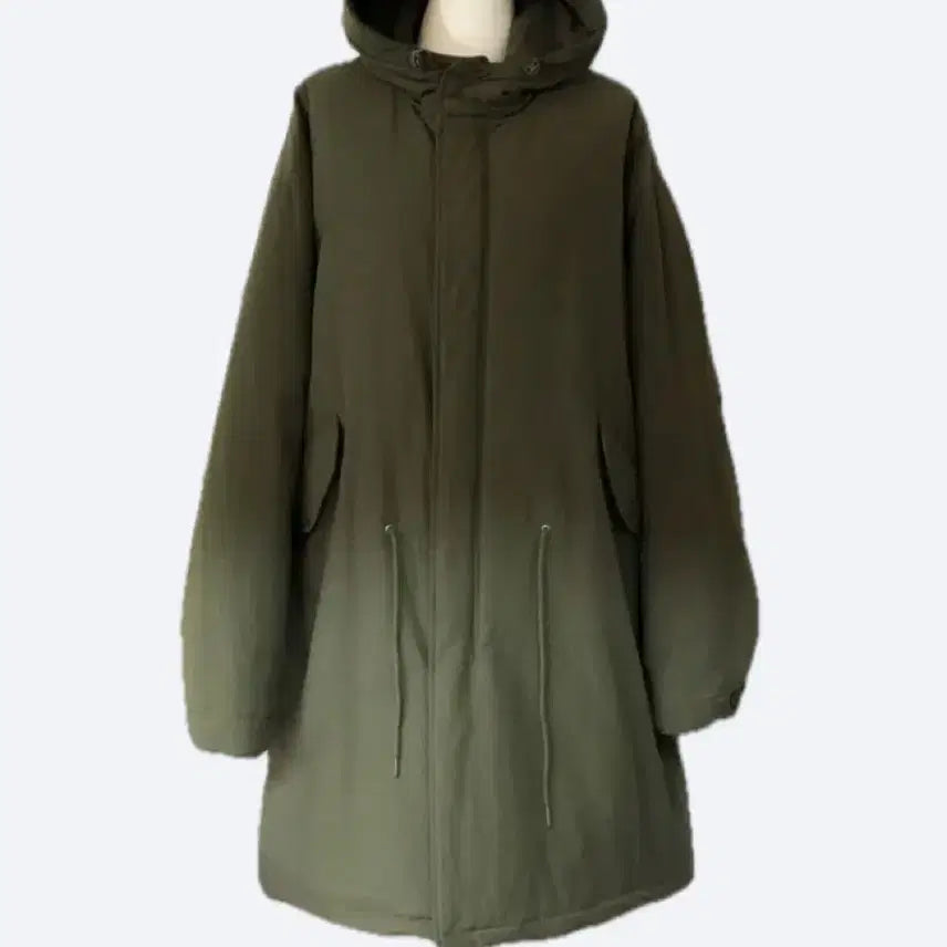 [BUNJANG] Khaki Hooded Parka Long Down Jacket / (급처) 카키색 후드 야상 롱패딩 돕바 새상품