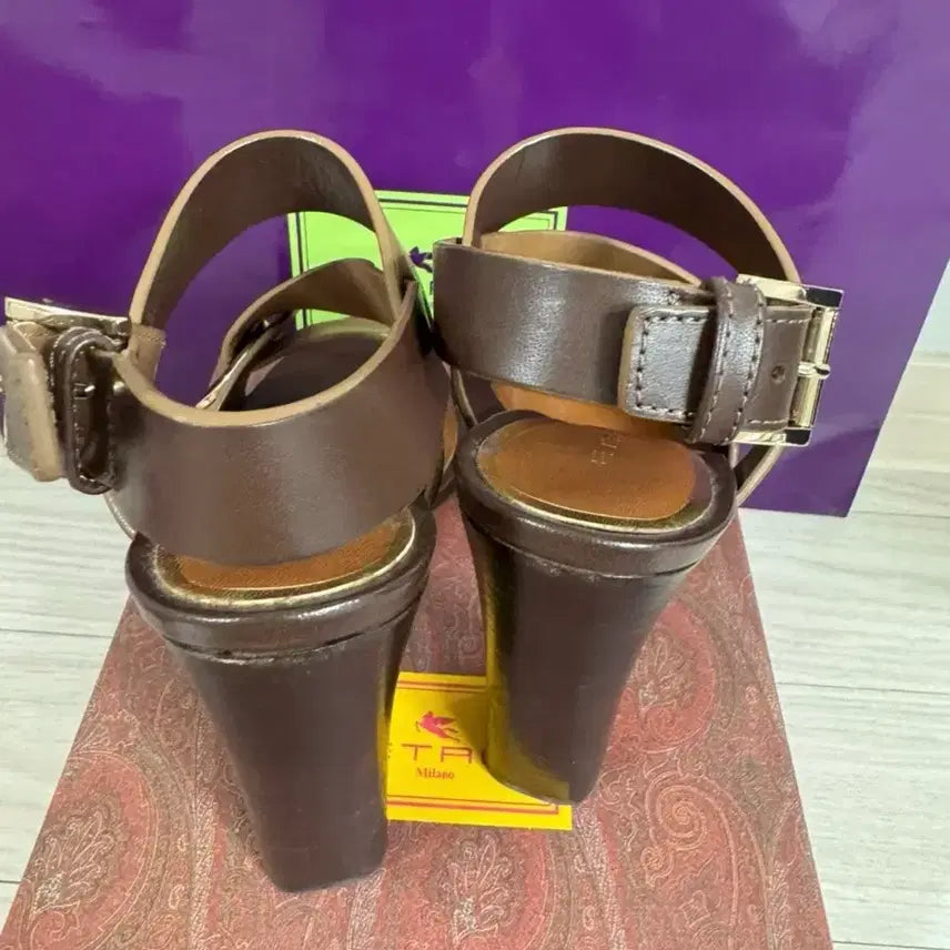[BUNJANG] Etro Sandals Brown Tone Heel / 에트로 샌들 브라운 톤힐