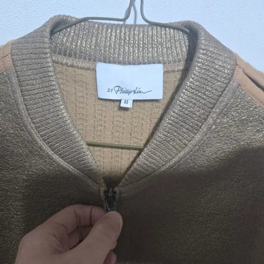 [BUNJANG] Phillip Lim Gold Brown Knit Sleeve Bomber Jacket / 필립림 골드 브라운 니트 소매 봄버 자켓