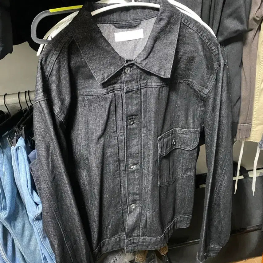 [BUNJANG] Nofamous Black Washed Pocket Denim Jacket XL / 노페이머스 블랙 워시드 포켓 데님 자켓 XL