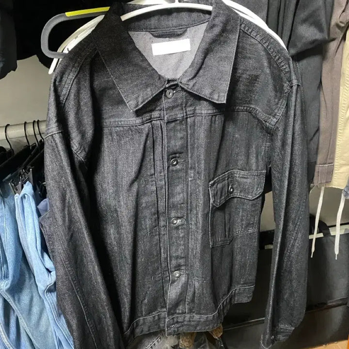 [BUNJANG] Nofamous Black Washed Pocket Denim Jacket XL / 노페이머스 블랙 워시드 포켓 데님 자켓 XL
