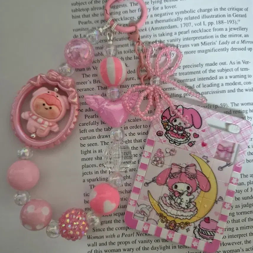 [BUNJANG] My Melody Pink Bead Keyring / 마이멜로디 핑크 비즈 키링