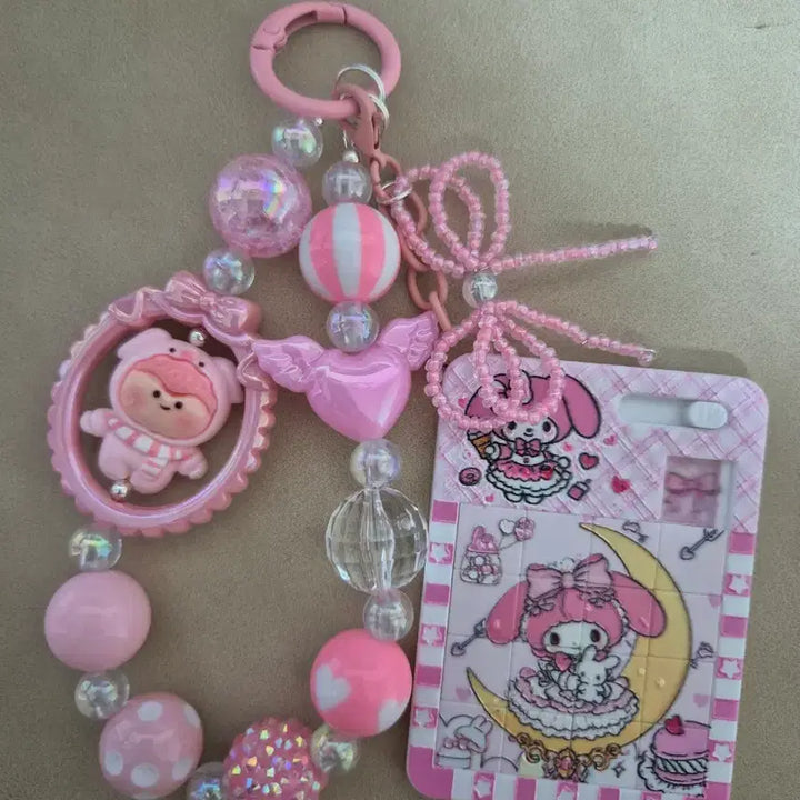 [BUNJANG] My Melody Pink Bead Keyring / 마이멜로디 핑크 비즈 키링