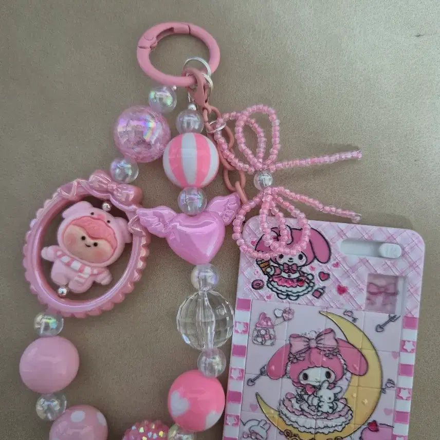 [BUNJANG] My Melody Pink Bead Keyring / 마이멜로디 핑크 비즈 키링