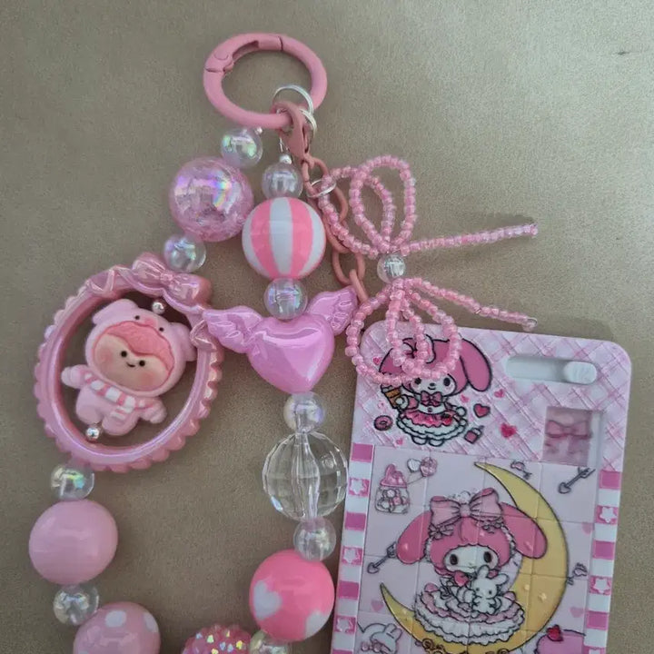 [BUNJANG] My Melody Pink Bead Keyring / 마이멜로디 핑크 비즈 키링
