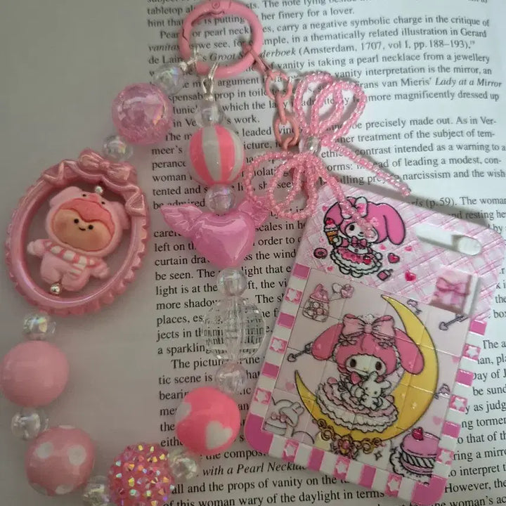 [BUNJANG] My Melody Pink Bead Keyring / 마이멜로디 핑크 비즈 키링