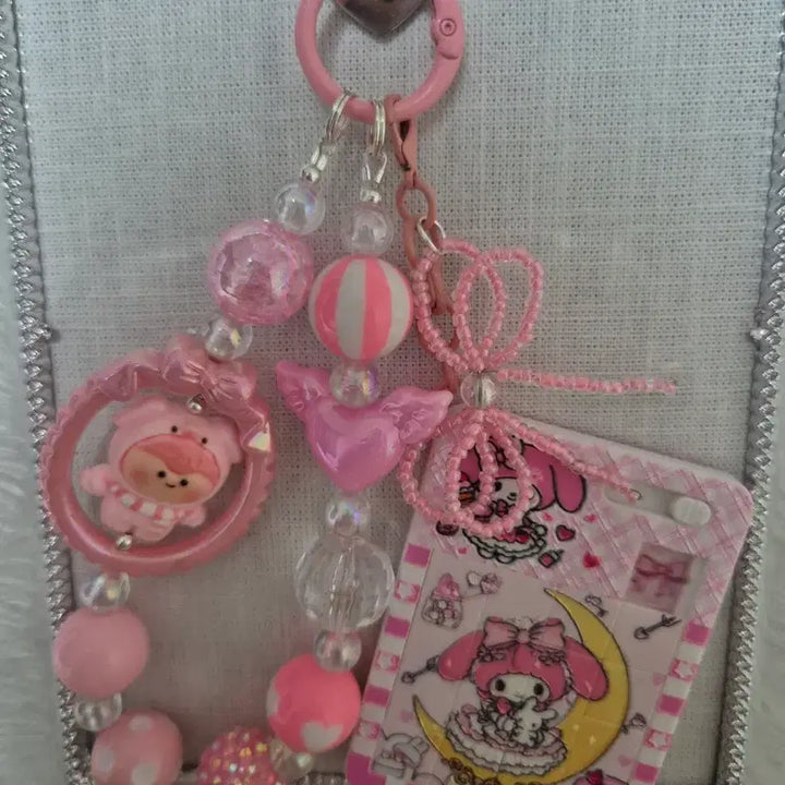 [BUNJANG] My Melody Pink Bead Keyring / 마이멜로디 핑크 비즈 키링