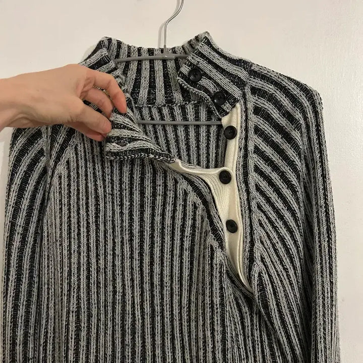 [BUNJANG] Rock Chic Vintage Striped Knit Turtleneck / 락시크 일본빈티지 스트라이프 니트목폴라