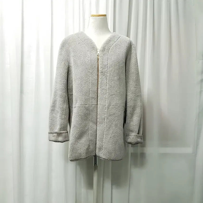 [BUNJANG] Vintage Reversible Half Mustang Jacket / 빈티지 브이넥 양털 양면 리버시블 하프 무스탕 집업 자켓 여M C1151