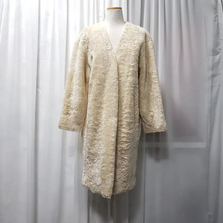 [BUNJANG] Long Faux Fur Coat / 빈티지 브이넥 오버핏 박시 양털 긴팔 롱 퍼 코트 여M C1153