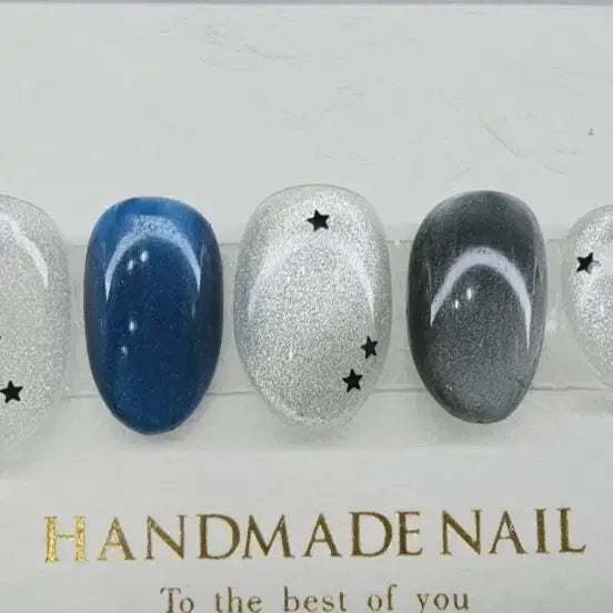 [BUNJANG] Handmade Black Star Magnet Nail Art / 자석 검정별 수제네일아트 제작