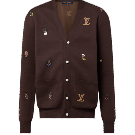 [BUNJANG] Louis Vuitton Pharrell Embroidered Cardigan Jacket / (XL) 루이비통 퍼렐 자수 가디건 패딩 자켓 블루종 코트 니트 후드
