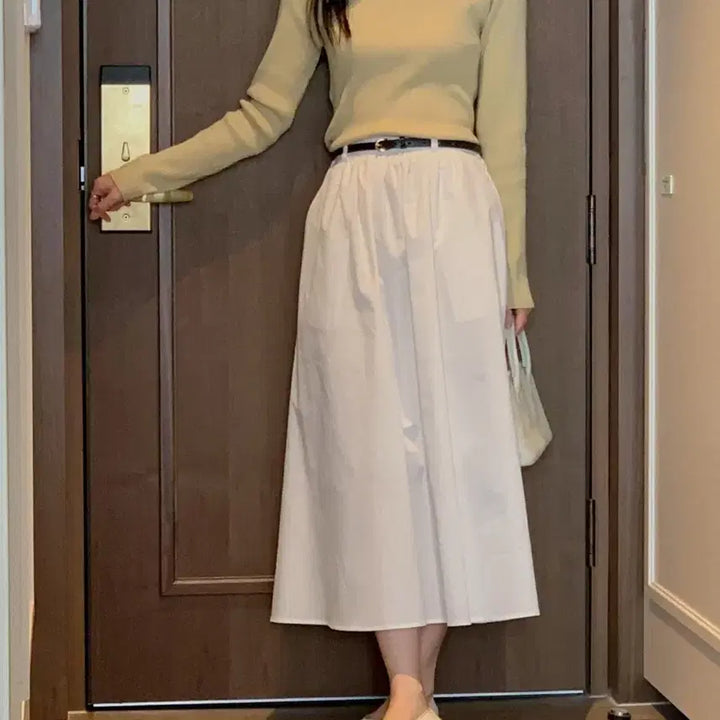 [BUNJANG] Olive Semi-Crop Round Neck Knit Top / 골지 세미 크롭 라운드넥 니트 프리사이즈 올리브