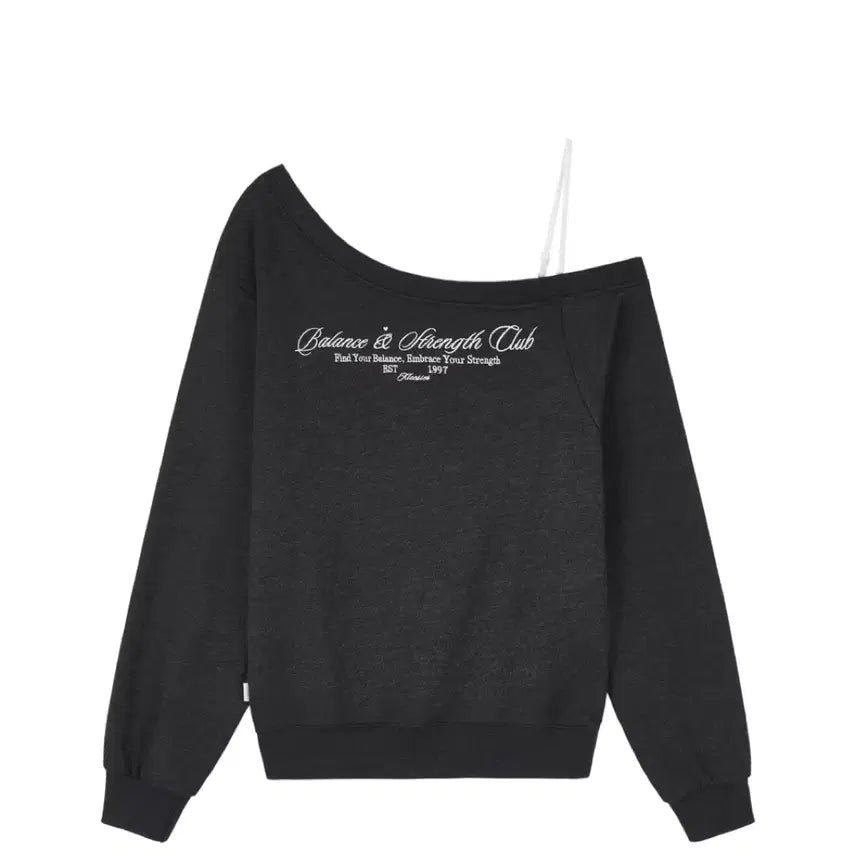 [BUNJANG] Kleesier Club One Shoulder Sweatshirt Dark Gray / kleesier 클린클럽 원숄더 스웻셔츠 다크 그레이