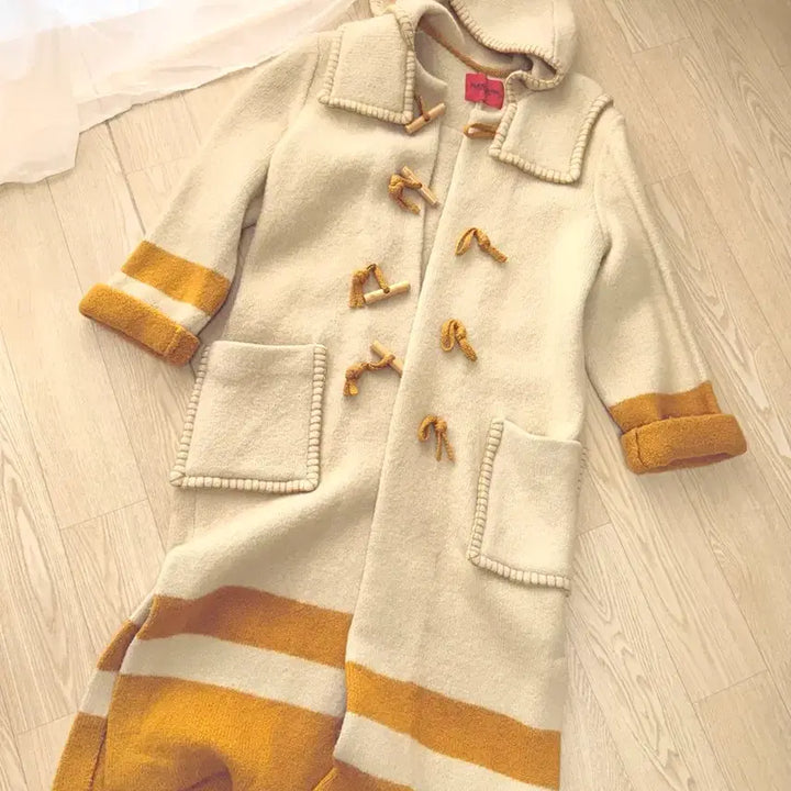 [BUNJANG] Knit Long Double Coat / 니트 롱 더블코트