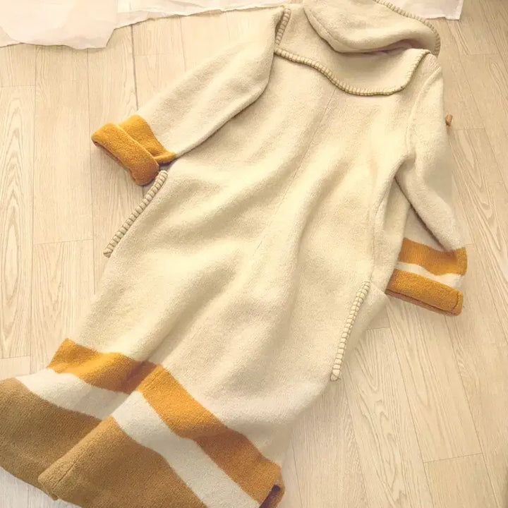 [BUNJANG] Knit Long Double Coat / 니트 롱 더블코트