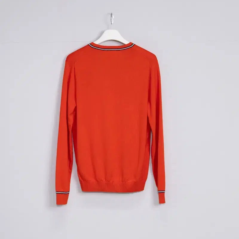 [BUNJANG] Lacoste LIVE Orange V-Neck Knit Sweater / 라코스테 LIVE 오렌지 V넥 니트