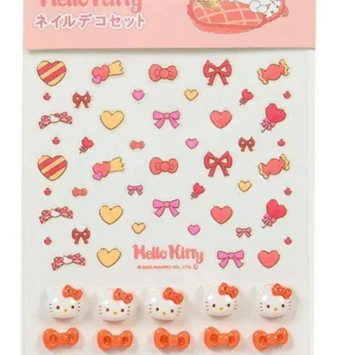 [BUNJANG] Hello Kitty Nail Deco Sticker Set / 헬로키티 네일 데코 스티커 세트(스티커+입체파츠)