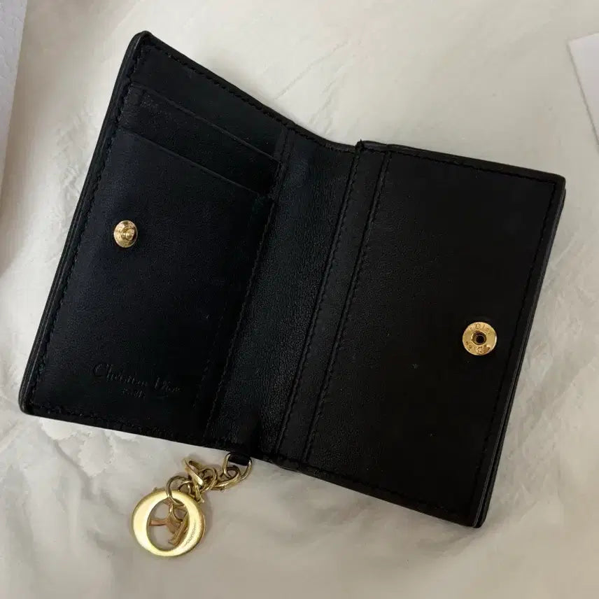 [BUNJANG] Dior Lady Dior Card Holder / 디올 레이디 플랩 카드 홀더 까나쥬 램스킨 블랙