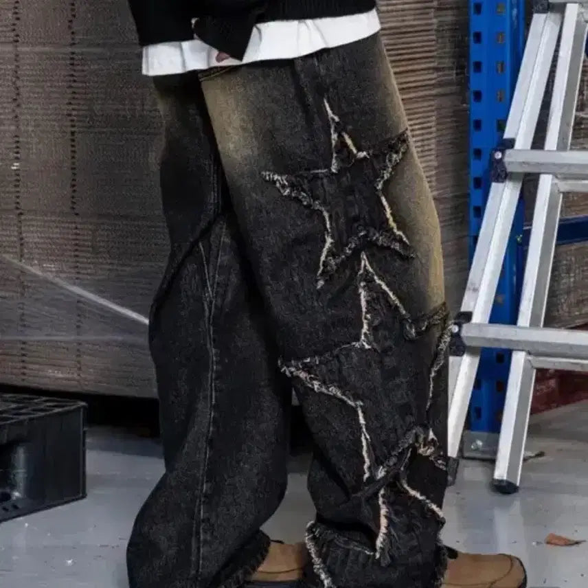 [BUNJANG] Xtonz Denim Pants / 엑스톤즈 별 데님 팬츠