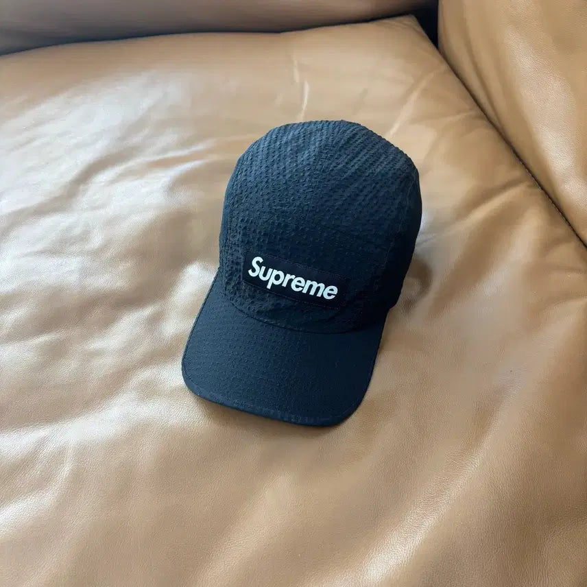 [BUNJANG] Supreme Camp Cap Seersucker Mesh Hat / 슈프림 캠프캡 모자 박스로고 21ss 시어서커 메쉬 블랙