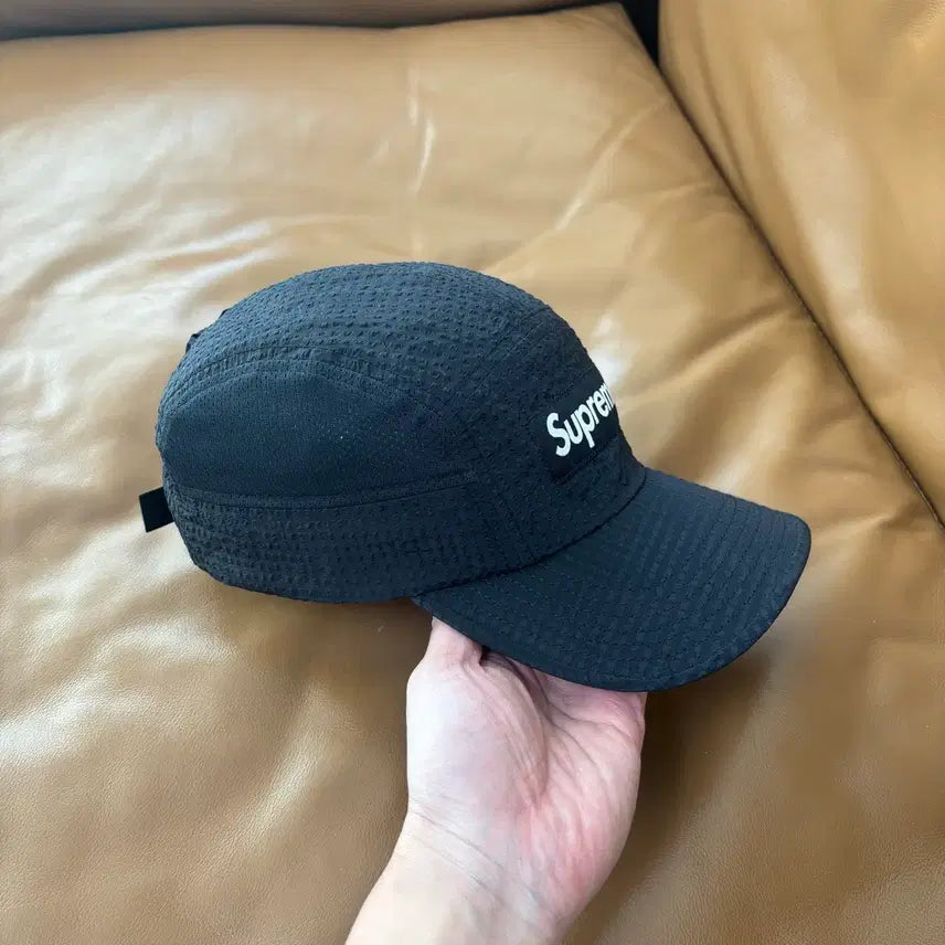 [BUNJANG] Supreme Camp Cap Seersucker Mesh Hat / 슈프림 캠프캡 모자 박스로고 21ss 시어서커 메쉬 블랙