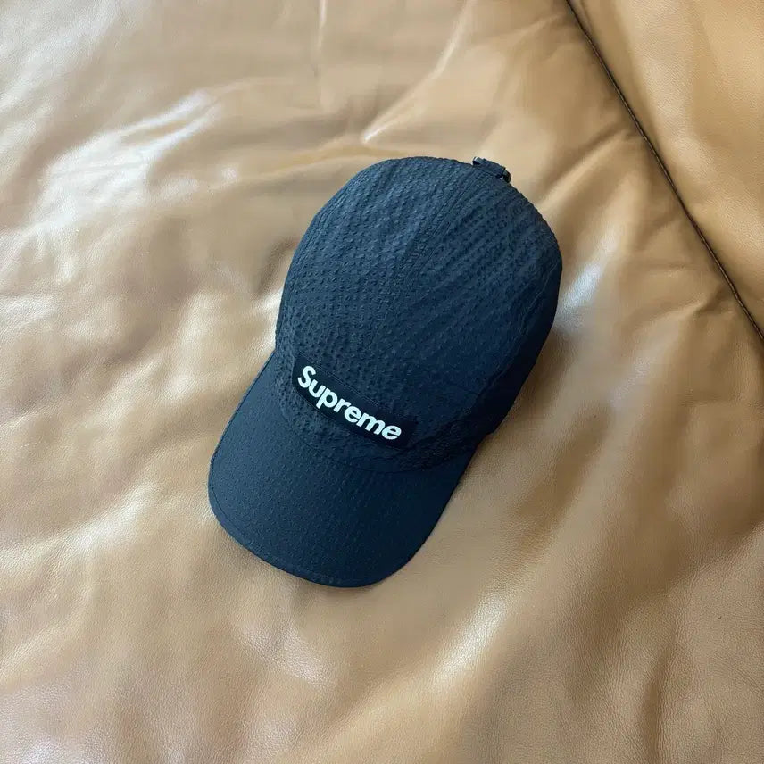 [BUNJANG] Supreme Camp Cap Seersucker Mesh Hat / 슈프림 캠프캡 모자 박스로고 21ss 시어서커 메쉬 블랙